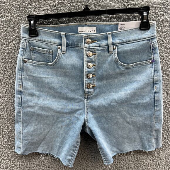 Ann Taylor LOFT Women’s Skinny Cut Off Denim Shorts High Rise Blue Size 30 NWT - Picture 1 of 15